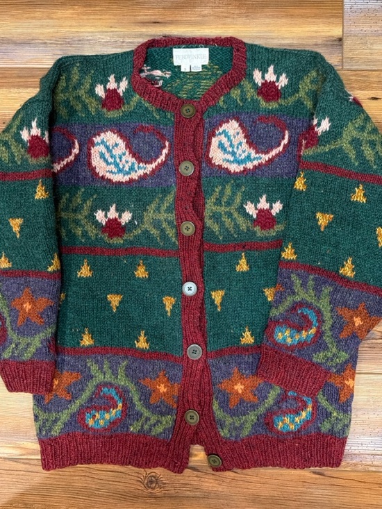 Periwinkle by Barlow Sweaters - Periwinkle Vintage Style Wool Blend Cardigan Knit Button Front natural fibers